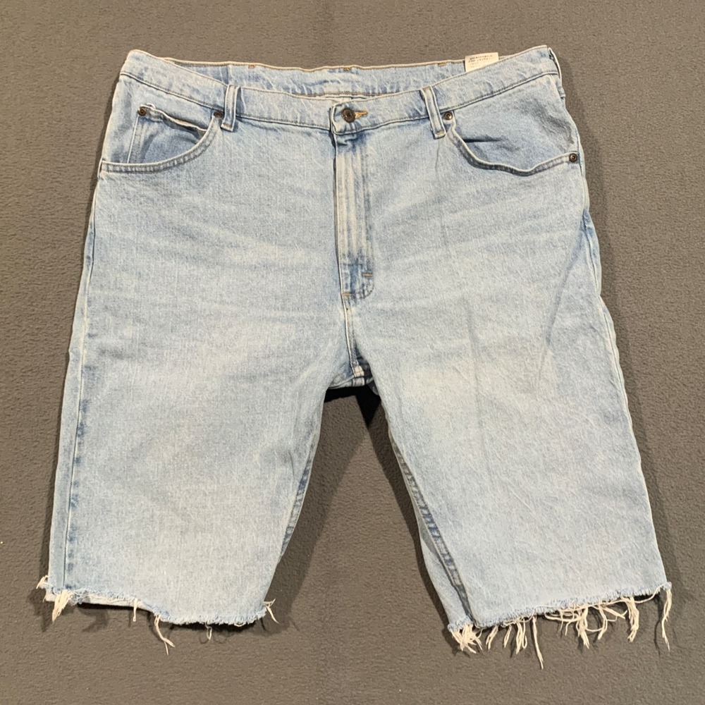 Vintage Wrangler Cut Off Denim Shorts Mens 38 Light Wash Blue Raw Hem Jorts